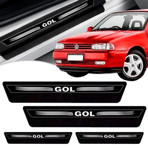 Kit 8 Peças Soleira Adesivo Porta Vw Gol G2 G3 G4 G5 G6 G7 Emblema