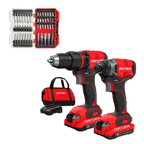 Shop Craftsman V20 2 Tool 20 Volt Max Brushless Power Tool Combo Kit With Soft Case And Set Steel