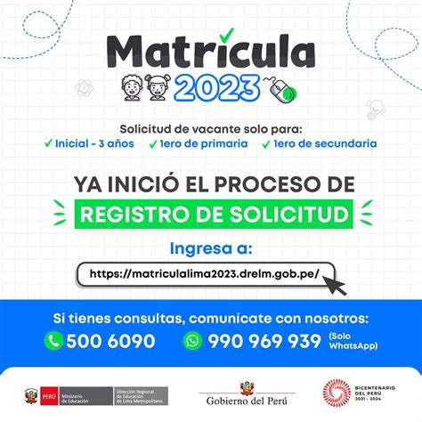 Atención De Solicitudes De Vacantes Matrícula 2023 Primer Ingreso