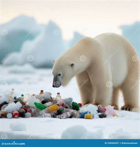 Polar Bear Scavenges For Food In Polar Research Stations Stock