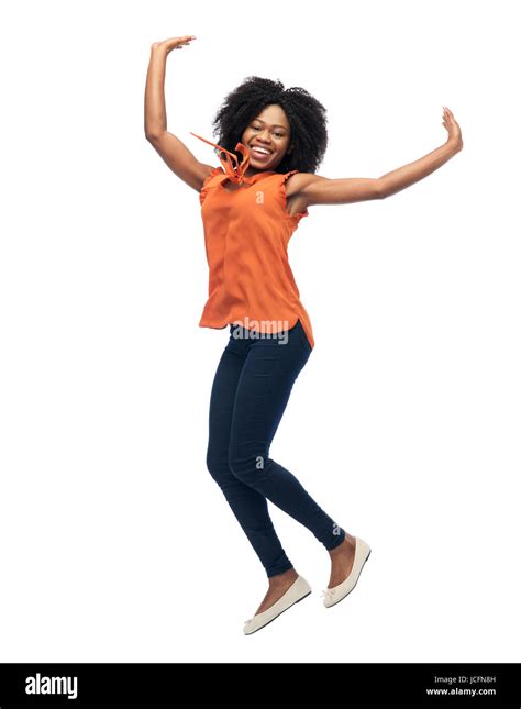 Happy Black Woman Jumping