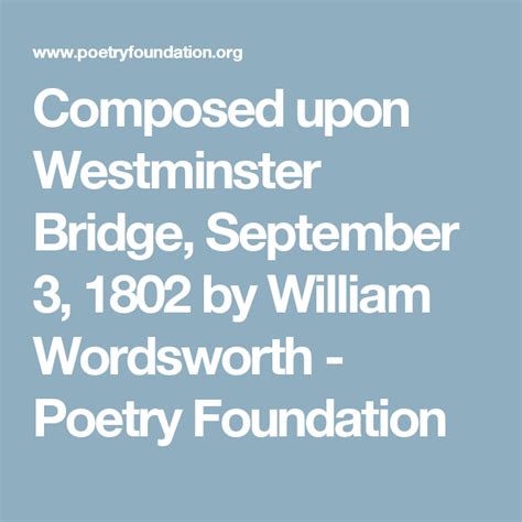 Composed Upon Westminster Bridge September 3 1802 By William