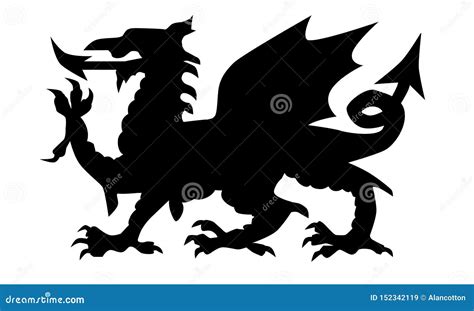 Welsh Dragon Silhouette stock vector. Illustration of national - 152342119