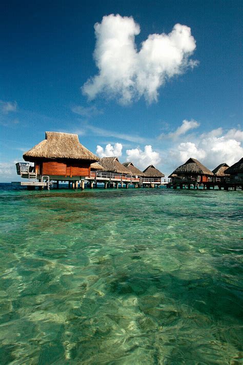 Overwater bungalows on lagoon, Bora … – License image – 70261039 Image ...