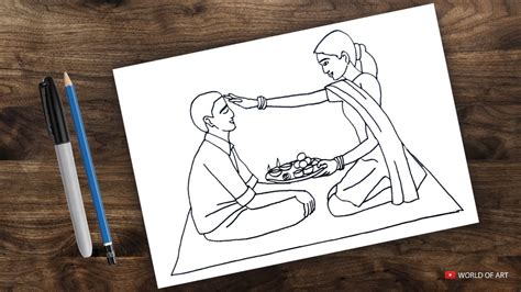 How To Draw Bhai Dooj Bhau Beej Drawing Youtube