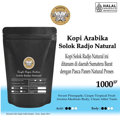 Jual KOPI ARABIKA SOLOK RADJO NATURAL 1KG SPECIALTY BIJI DAN BUBUK Di