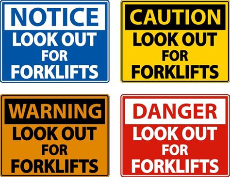 Premium Vector Caution Look Out For Forklifts Sign On White Background