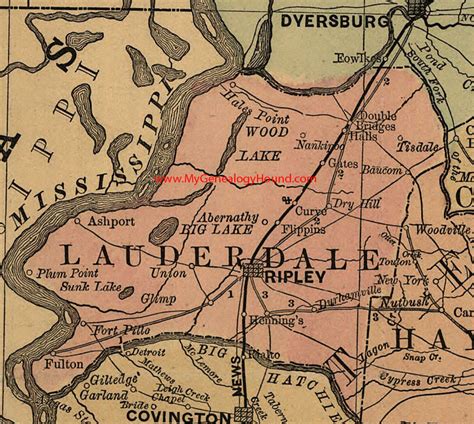 Lauderdale County, Tennessee 1888 Map