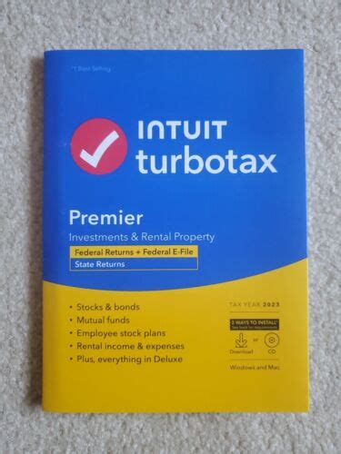 Intuit TurboTax Premier Investments Rental Federal W E File 2023 CD