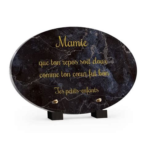 Plaque Ovale Motif Marbre Noir