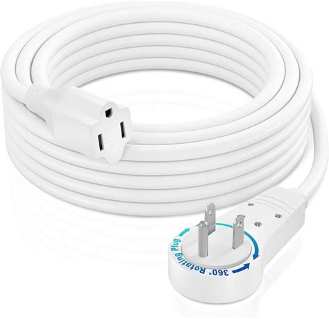 Maximm Cable de extensión de enchufe plano blanco de 10 pies cable de