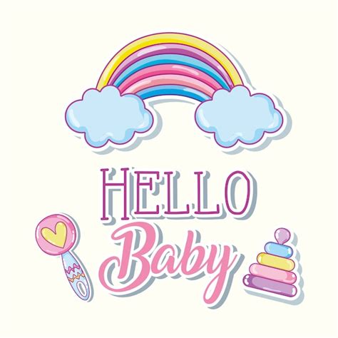 Premium Vector Hello Baby Cartoons Card Vector Illustration Graphic