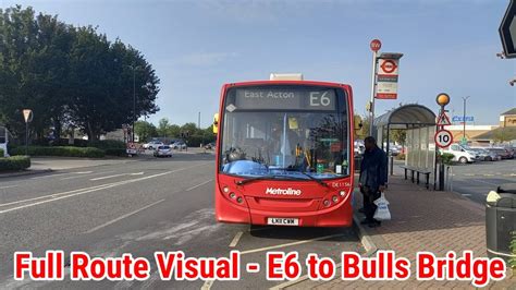 Full Route Visual London Bus Route E6 Greenford Station To Bulls