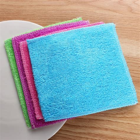 1 5PCS 18 16cm Anti Grease Dish Cloth Bamboo Fiber Washing Towel