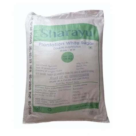 Sharayu Plantation White Sugar Packaging Type Plastic Bag Packaging