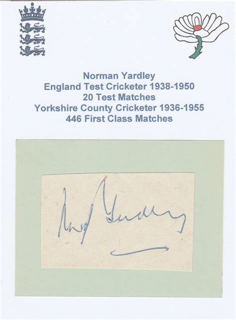 Norman Yardley England Test Cricketer Yorkshire Signed Original