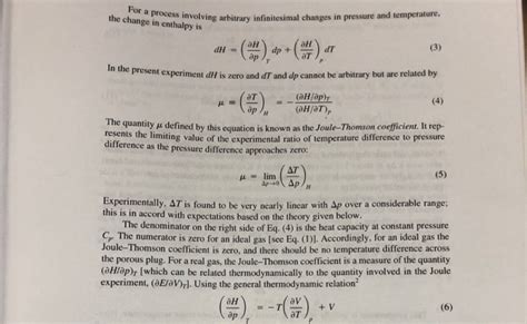 This Is For The Joule Thomson Effect Lab Derive Chegg