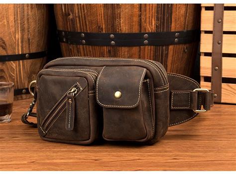 Cool Brown Leather Fanny Pack Mens Waist Bags Hip Pack Belt Bags Bumba Ichainwallets