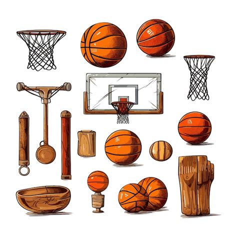 Premium Vector Vintage Basketball Elements Set Illustration