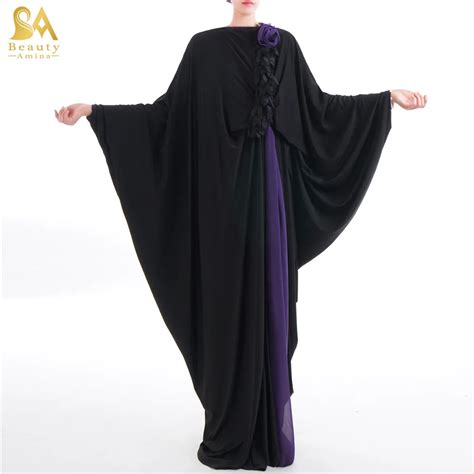 Luxury Ruffles Appliques Abaya Bat Sleeve Muslim Maxi Dress Cardigan