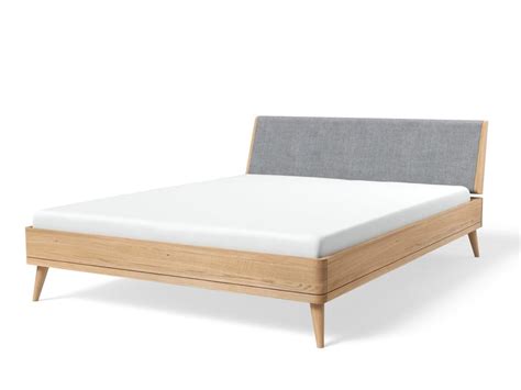 Terra X Wooden Double Bed With Upholstered Headboard By Javorina