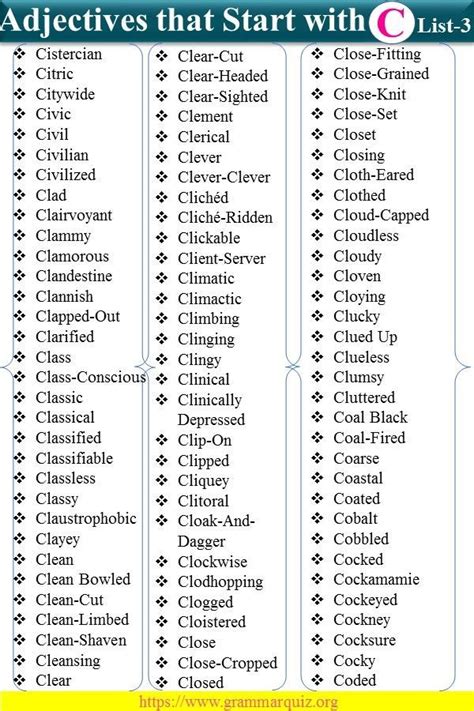 This List Contains Adjectives Beginning With C List Of Adjectives