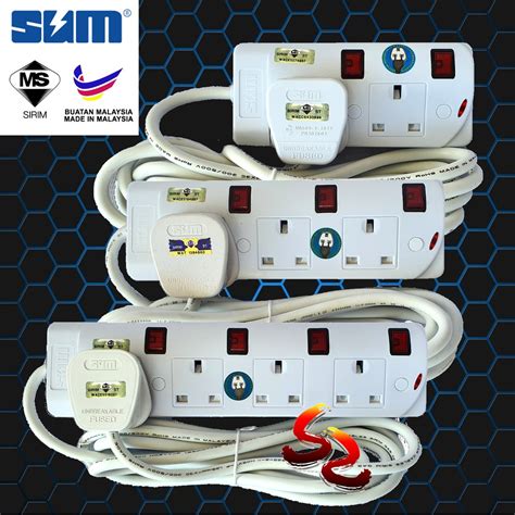 Sum 2 Meter Power Socket Extension Cable 2 Way 3 Way 4 Way 5 Way