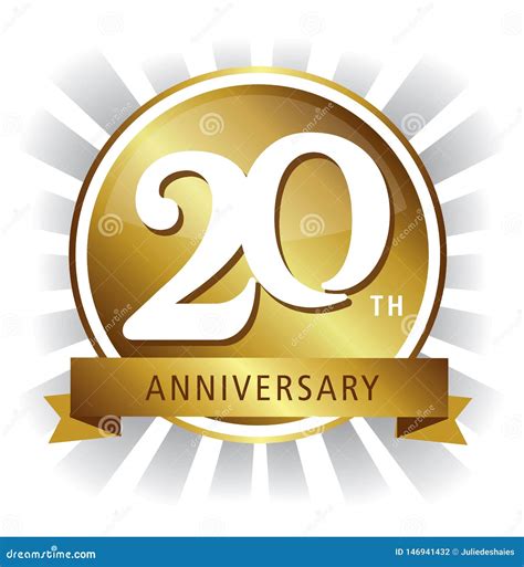 20th Anniversary Emblem. Anniversary Badge Cartoon Vector ...