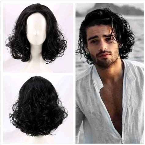 Jual Wig Pria Gondrong Ikal Bagian Bawah Panjang Sebahu Bepahan Tengah