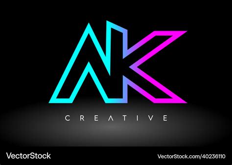 Ak Neon Purple Blue Letters Logo Design Royalty Free Vector