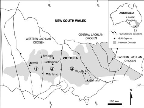 Map Of The Significant Goldfields Of Victoria In Context Of The