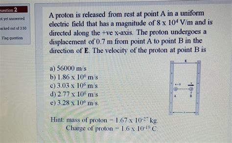 Solved Question 2 Ot Yet Answered Arked Out Of 3 50 A Proton Chegg