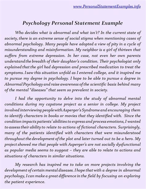 Good psychology personal statement examples by personalstatement