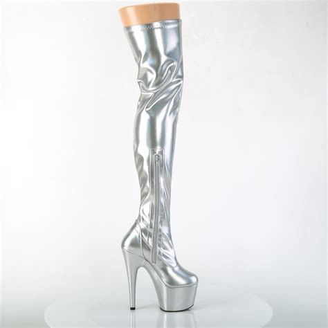 Argent Cm Adore Hwr Hologramme Bottes Overknee Plateforme De