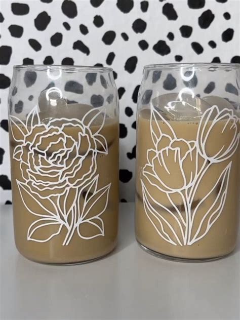 Floral Beer Can Glass Beer Glass Can Glass Coffee Cup Soda Glass Can