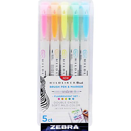 Zebra Pen MILDLINER Double Ended Creative Markers Pack Of 5 FineBrush