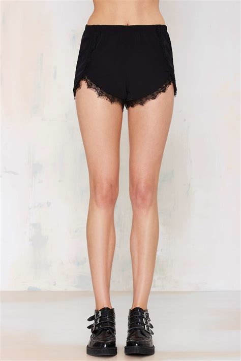 Lyst Nasty Gal Sittin Pretty Lace Shorts In Black