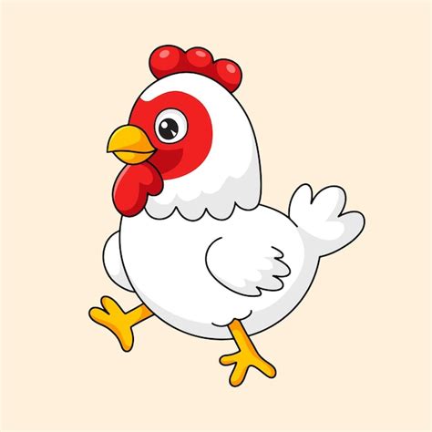 El pequeño pollo lindo de los dibujos animados vectoriales Vector Premium