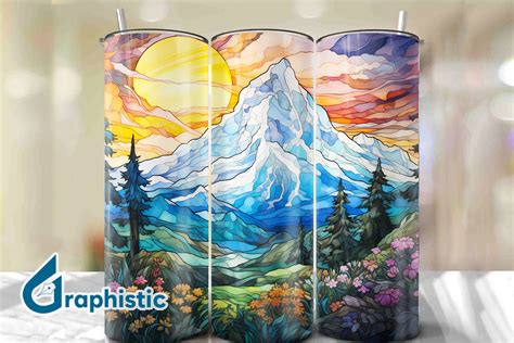 Majestic Mountain Stain Glass Art 12 Graphic by Graphistic · Creative Fabrica