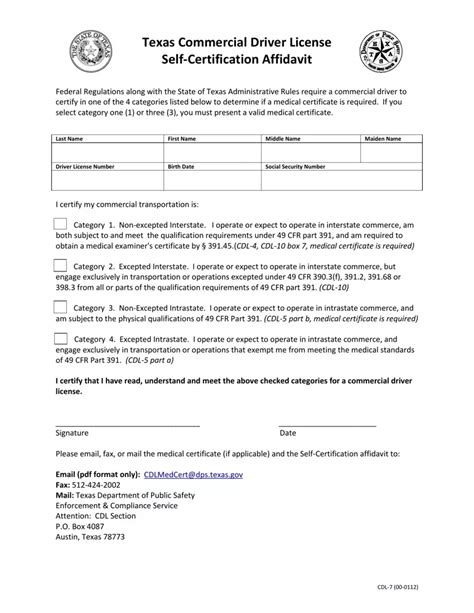 Texas Cdl 7 Form ≡ Fill Out Printable PDF Forms Online