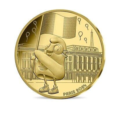 FRANCE 2023 Mascot PHRYGES 250 Gold Coin Olympic Games PARIS 2024