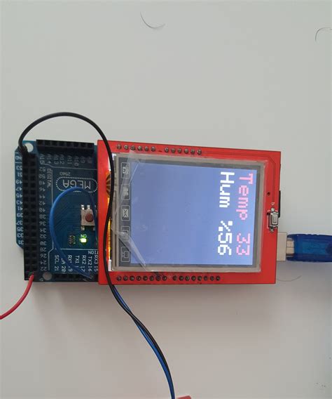 Arduino Mega 24 Tft Lcd Shield Dht11 Temperature And Humidity Displaying 4 Steps