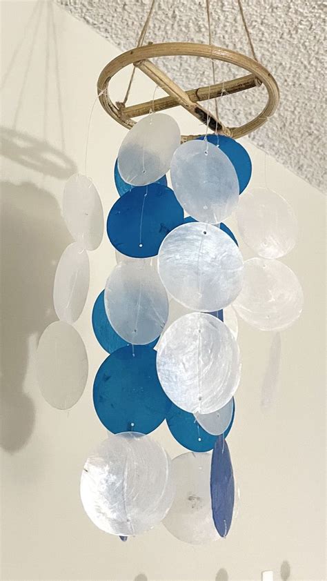 Blue Capiz Shell Wind Chime Summer Wind Chime Sea Capiz Shell