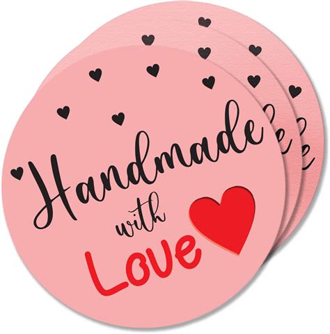 Handmade With Love Stickers Pink Round 100PCS MegaPack Pk