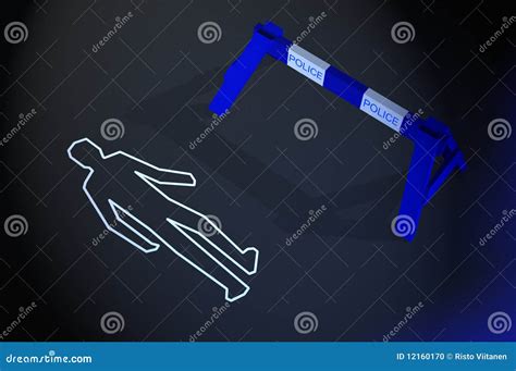 Body Chalk Outline At Crime Scene Stock Photo - Image: 12160170