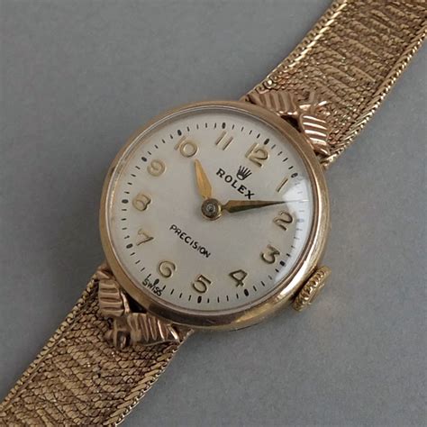 ROLEX 9K SOLID GOLD Ladies Vintage Watch with Rolex Solid Gold Bracelet ...