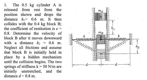 Solved The 0 5 Kg Cylinder A Is Released From Rest From The Chegg