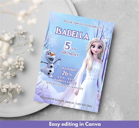 Frozen 2 Birthday Invitation Elsa 2 Birthday Invitation Template