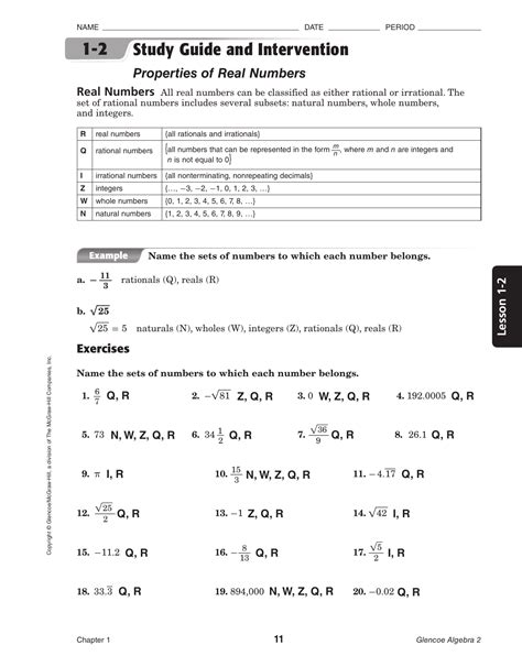 Glencoe Algebra 2 Study Guide And Intervention Answer Key Study Poster