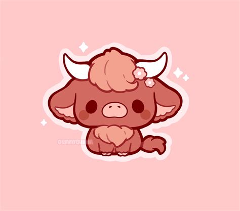 Highland Cow Sticker Stickers Cute Kawaii Decal Cut Etsy Australia